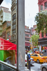 Naklejka na meble Abstract photo with reflection. New York street concept, USA