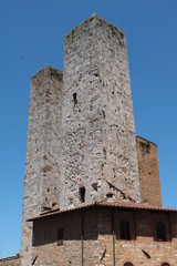 Wall Mural - Towers in San Gimignano, looking from Piazza della Cisterna