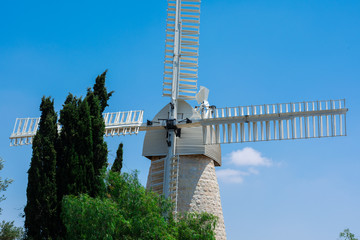 Old stone windmill in Jerusalem . Israel