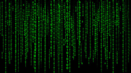 Wall Mural - Digital background green matrix. Binary computer code. Hacker concept. 3d rendering.