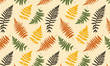 Ferns seamless pattern. Vintage vector botanical illustration. Isolated green autumn leaves
