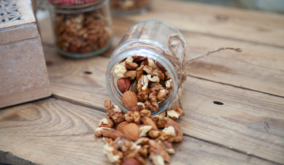 raw food meal sprinkled nuts walnut almond hazelnut