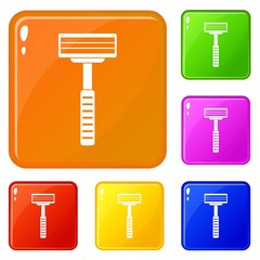 Sticker - Razor icons set collection vector 6 color isolated on white background
