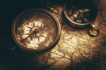 aged vintage compass map