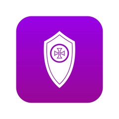 Poster - Shield icon digital purple for any design isolated on white vector illustration