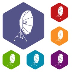 Poster - Studio flash with umbrella icon in simple style on a white background