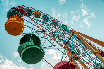 ferris wheel on blue sky background
