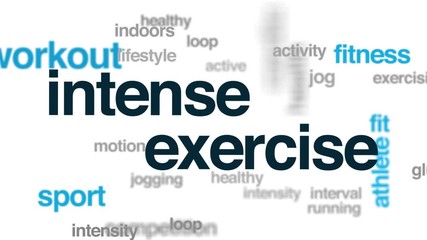 Wall Mural - Intense exercise animated word cloud. Kinetic typography.