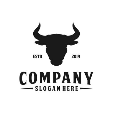 minimalist cow / bull head silhouette logo design