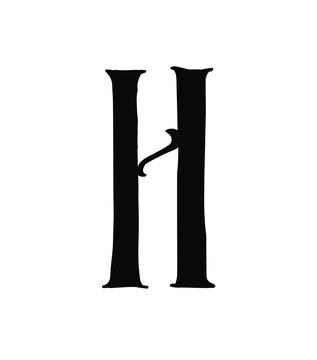Latin letter H. Vector. Logo for the company. Icon for the site. Separate letter from the alphabet. Gothic neo-Russian ancient style of 17-19 centuries.