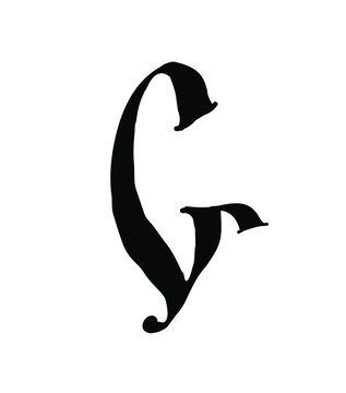 Latin letter G. Vector. Logo for the company. Icon for the site. Separate letter from the alphabet. Gothic neo-Russian ancient style of 17-19 centuries.