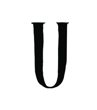 Latin letter U. Vector. Logo for the company. Icon for the site. Separate letter from the alphabet. Gothic neo-Russian ancient style of 17-19 centuries.
