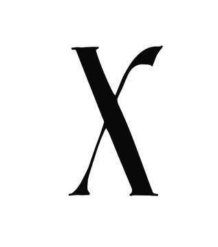Latin letter X. Vector. Logo for the company. Icon for the site. Separate letter from the alphabet. Gothic neo-Russian ancient style of 17-19 centuries.