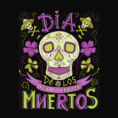 Wall Mural - Hand sketched lettering Dia de los Muertos