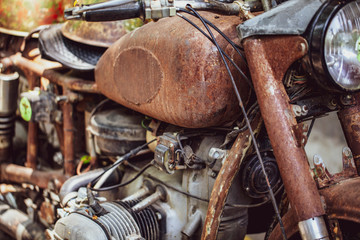 old, rusty american vietnam war motorcycle