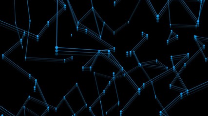 Poster - Plexus structure evolving in organic motion. Abstract technology, science and engineering motion background. Depth of field settings.