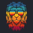 lion cool retro eyeglasses vector illustration