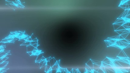 Poster - Stylish game art design, beautiful vision fantasy landscape. Flight in out through blue neon hyperspace lights digital tunnel motion graphics animation background loop new quality futuristic style.
