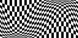 Distortion effects on checkered pattern, monochrome black and white EPS10 vector background.