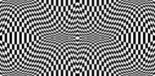 Distortion Effects On Checkered Pattern, Seamless Monochrome Black And White EPS10 Vector Background.