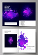 © Raevsky Lab - The vector layout of two A4 format cover mockups design templates for bifold brochure, magazine, flyer, booklet, report. Black background with fluid gradient, liquid blue colored geometric element.