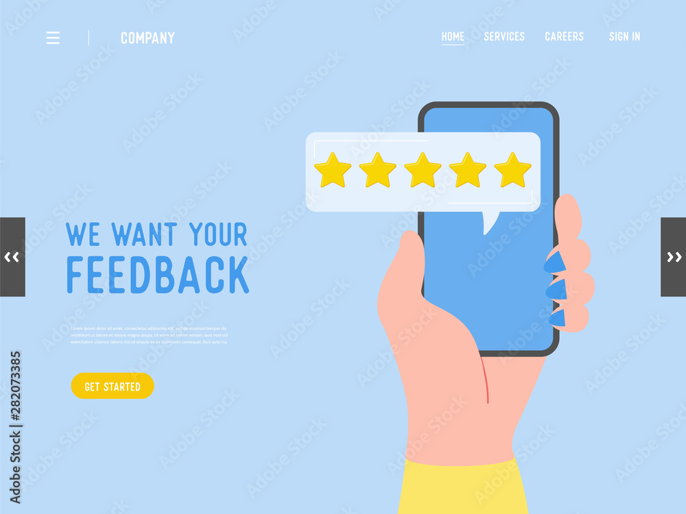 Landing page template review concept illustration. Website with good ...