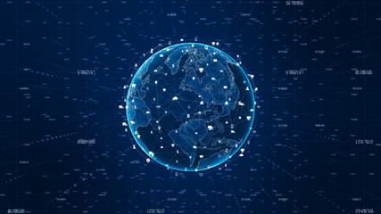 Poster - Technology Data Network Connection and Cyber Security Concept. Earth element furnished by Nasa.