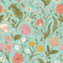 Seamless Vector Floral Pattern. Shabby Chic. Classic Illustration