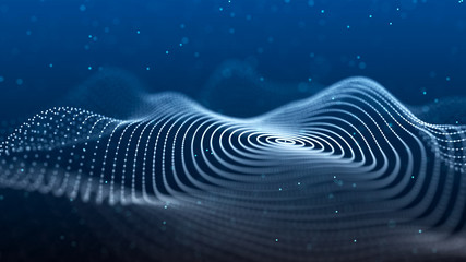 Wall Mural - Abstract background with spider web. Dynamic wave of particles. Big data. 3d rendering.