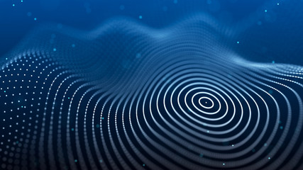 Fototapete - Abstract background with spider web. Dynamic wave of particles. Big data. 3d rendering.