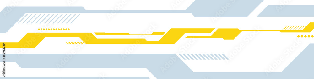 Blue and yellow abstract technology futuristic banner design. Vector sci-fi background - obrazy, fototapety, plakaty 