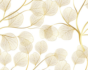 Wall Mural - Seamless pattern with eucalyptus leaves.Vector illustration.