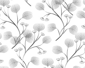 Wall Mural - Seamless pattern with eucalyptus leaves.Vector illustration.