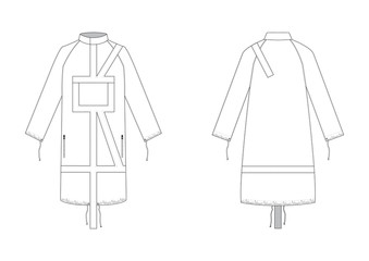 Coat flat. Technical drawing template