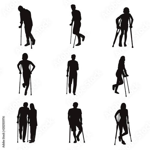 Cuadros en Lienzo Injured People Walk On Crutches