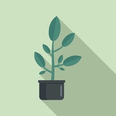 Sticker - Leaf houseplant pot icon. Flat illustration of leaf houseplant pot vector icon for web design