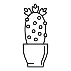 Sticker - Cactus flower pot icon. Outline cactus flower pot vector icon for web design isolated on white background