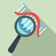 Poster - Dna under magnify glass icon. Flat illustration of dna under magnify glass vector icon for web design