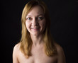 © kamil - portrait of young woman, no make up, low key, brown dark hair, natural looking making expressions