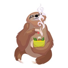 Canvas Print - Sloth eating icon. Cartoon of sloth eating vector icon for web design isolated on white background