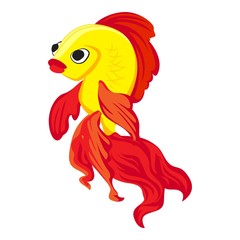Sticker - Goldfish icon. Cartoon of goldfish vector icon for web design isolated on white background