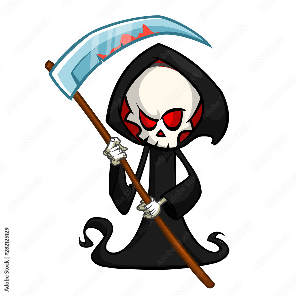 Stockvector Cute cartoon grim reaper. Halloween vector ..., image size:1000x1000