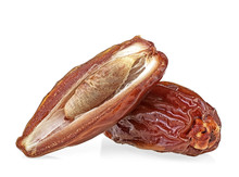 Dried Dates Isolated On A White Background. Dried Fruits From Date Palm.