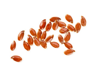 Wall Mural - Flaxseed isolated on white background, top view.