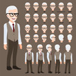 © titaporn - Cartoon character with business man in suit for animation. Front, side, back, 3-4 view character. Separate parts of body. Flat vector illustration.