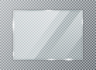 glass plate on transparent background. acrylic and glass texture with glares and light. realistic tr