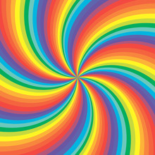  Rainbow Twisted Spiral Background. Rainbow Swirl Background.  Vortex Starburst Or Sunburst Twirl. Abstract Ring Spiral Pattern Background.