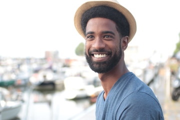 Canvas Print - Beautiful happy man outside in the park