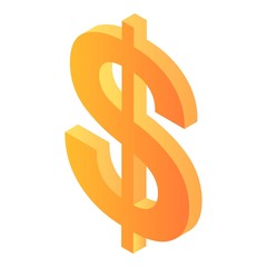 Poster - Gold dollar sign icon. Isometric of gold dollar sign vector icon for web design isolated on white background
