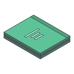 Poster - Green paper notebook icon. Isometric of green paper notebook vector icon for web design isolated on white background